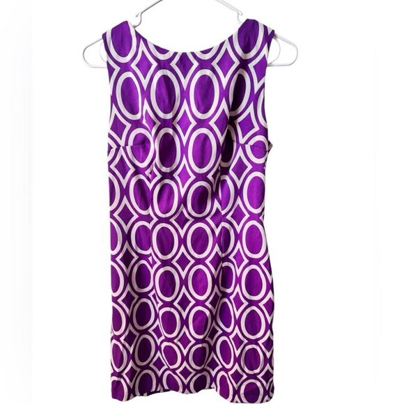 AGB Purple and White Diamond Pattern Sleeveless Zip Up Dress Size 10 - Picture 1 of 9